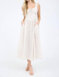 Blu Pepper - Stripe Sleeveless Corset Detail Midi Dress