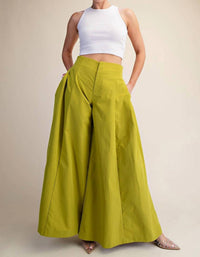 GLAM Palooza A-line High Waist Palazzo Pants in chartreuse - women's pants