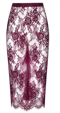 L'Agence MAKENA LACE PENCIL SKIRT in dark port - women's skirt - view 4