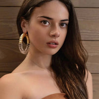 Gold & Honey - Women's Xl Chunky Rope Hoop Earrings