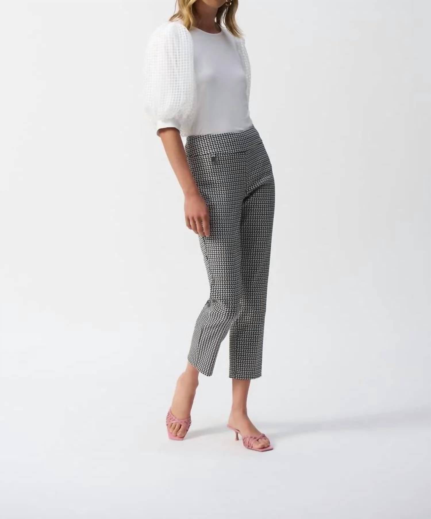 Joseph Ribkoff - Geometric Jacquard Crop Pull On Pants