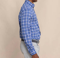 SOUTHERN TIDE River Ridge Plaid Sportshirt in surf blue - men's shirt - alternate view