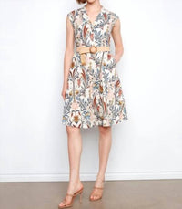 Charlie B - Printed Linen Cap Sleeve Dress