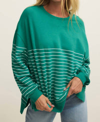 Z Supply Modern Stripe Weekender Top in la palma - women's sweater
