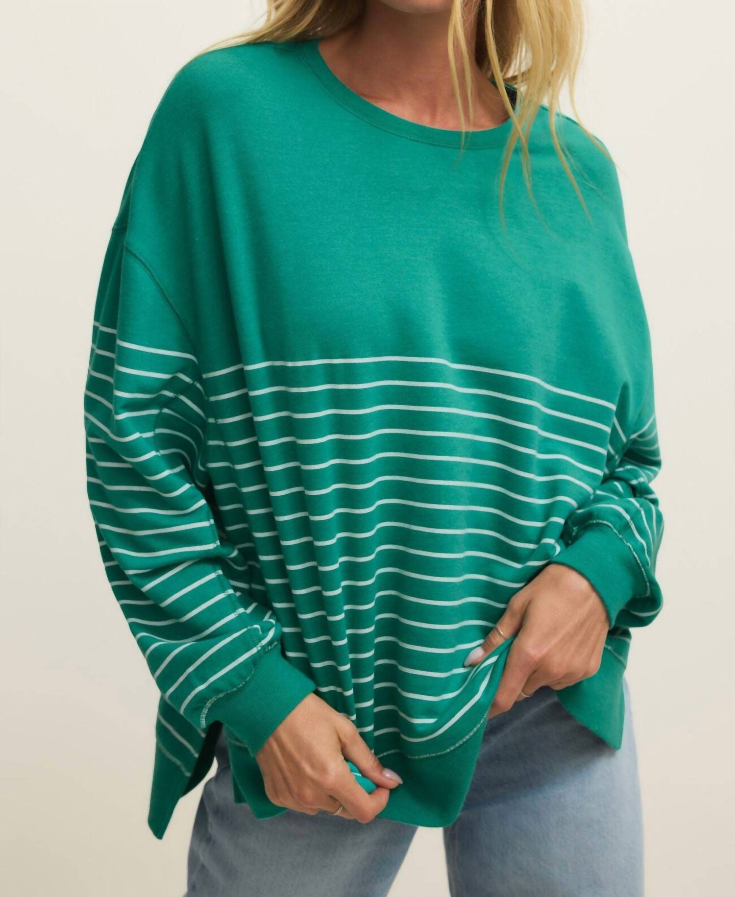 Z Supply Modern Stripe Weekender Top in la palma - women's sweater