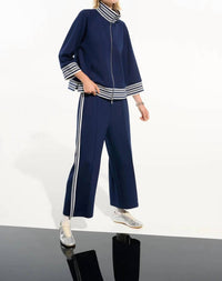 Joseph Ribkoff - Striped Zip Up Boxy Jacket