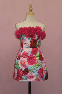 L'ATISTE Women's Floral Mini Dress in sky blue red mix - women's dress