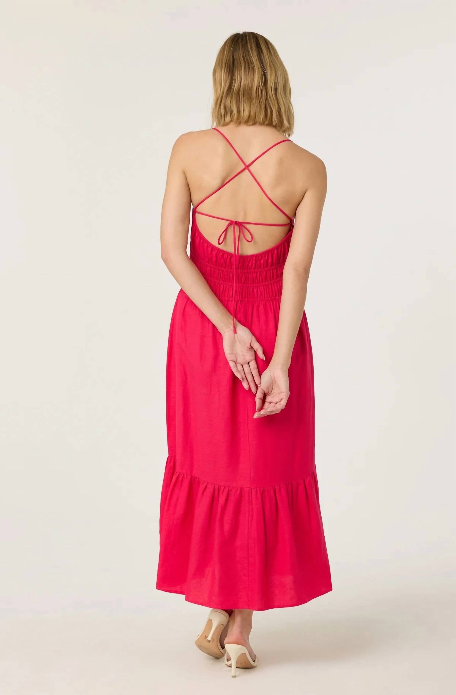 Astr - Eleni Linen-blend Midi Dress