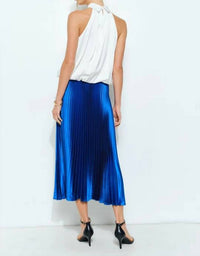 Ina Fashion - Satin Pleated Long Midi Skirt