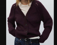 CLOSED Waisted Cardigan Alpaca Sweater in burgundy - women's sweater - view 4