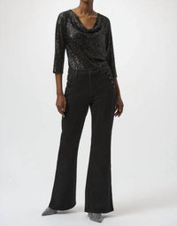 Joseph Ribkoff - Sequined Knit And Silky Knit Straight Top