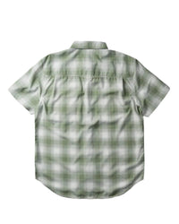 3BIRD Men's Kingfisher Short Sleeve Shirt in sage kirby plaid - men's shirt - detail view