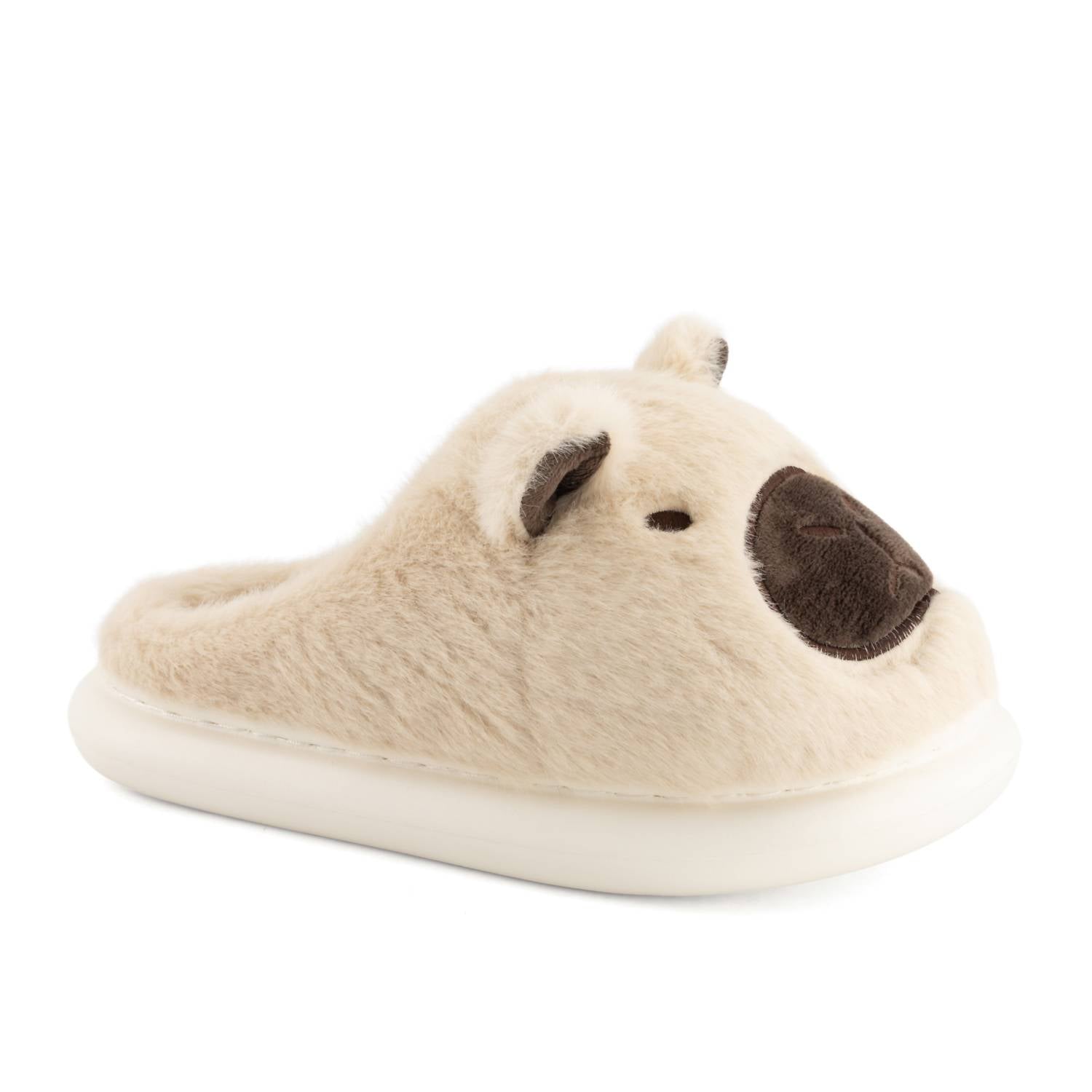 Andrea Women’s Cozy Animal Slippers With Plush Faux Fur in beige - women's shoe