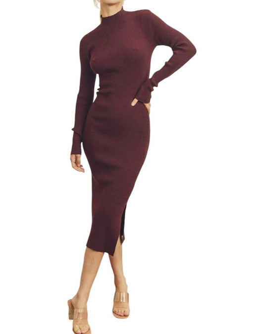 Dress Forum - Ribbed Knit Mock Neck Dress