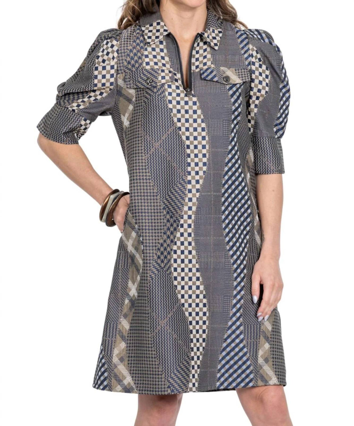 Lior - Crema Patchwork Dress