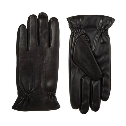 Men's Insulated Faux Leather Touchscreen Glove w/ Gathered Wrist