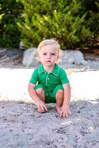 Maddie & Connor Co. - Baby Boy Cotton Blend Piping Romper