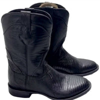 Allens Boots Men's Roper Lizard Western Cowboy Boots in black - men's boots