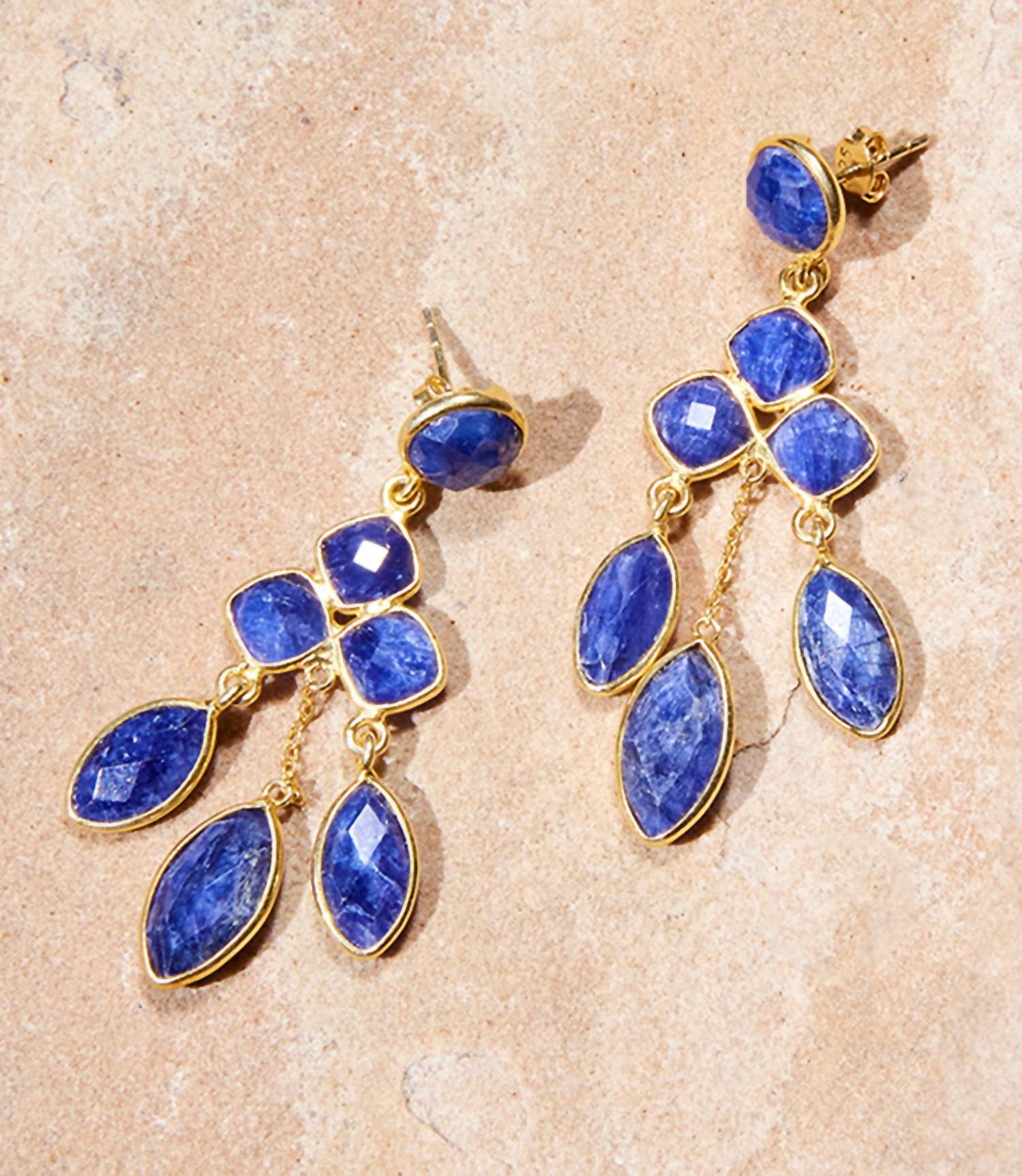 Felix Z - Chandelier Gemstone Earrings - earrings - gold - jewelry