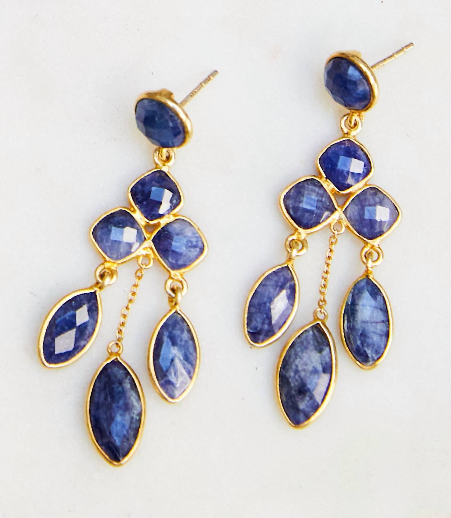 Felix Z - Chandelier Gemstone Earrings - earrings - gold - jewelry