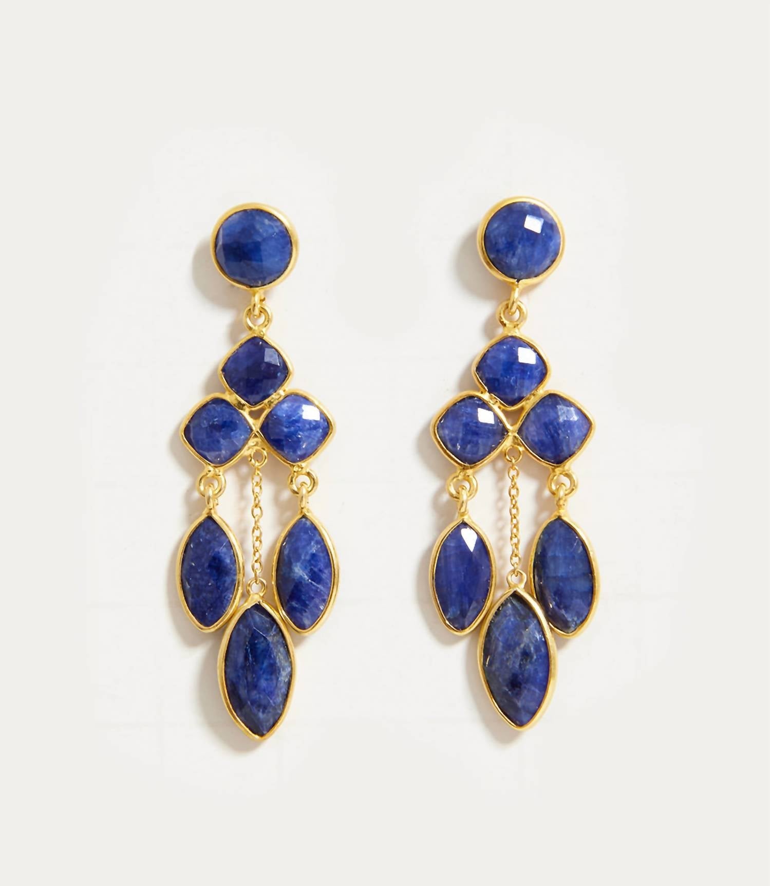 Felix Z - Chandelier Gemstone Earrings - earrings - gold - jewelry