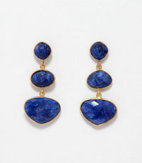Felix Z - Triple Drop Gemstone Earrings - blue - earrings - jewelry