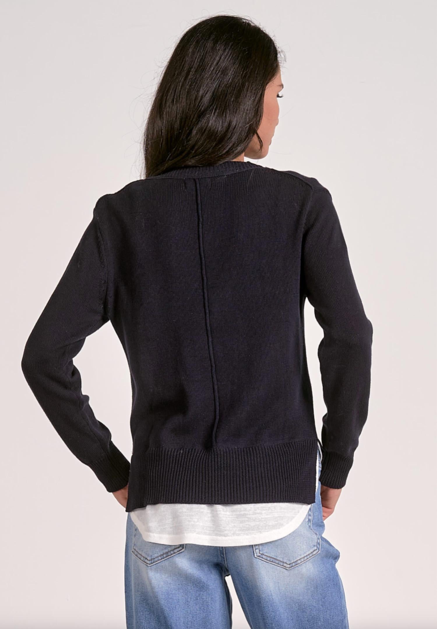 Elan - Angela V-neck Layered Sweater