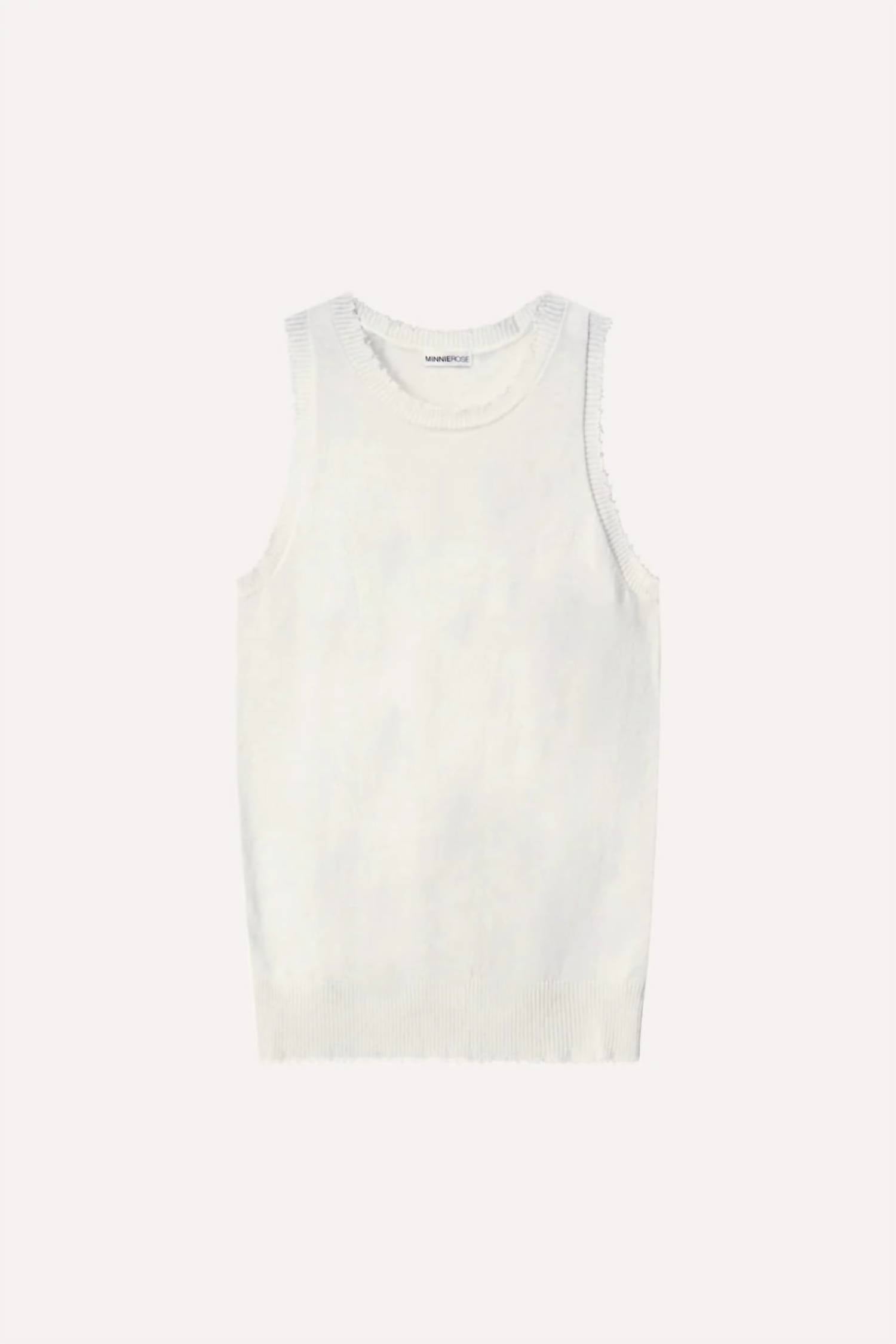 Minnie Rose - Cotton Cashmere Frayed Tank