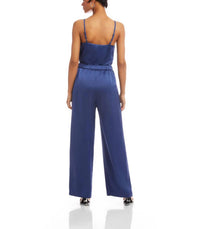 Fifteen Twenty Carys Satin Cami in deep blue - women's shirt - detail view