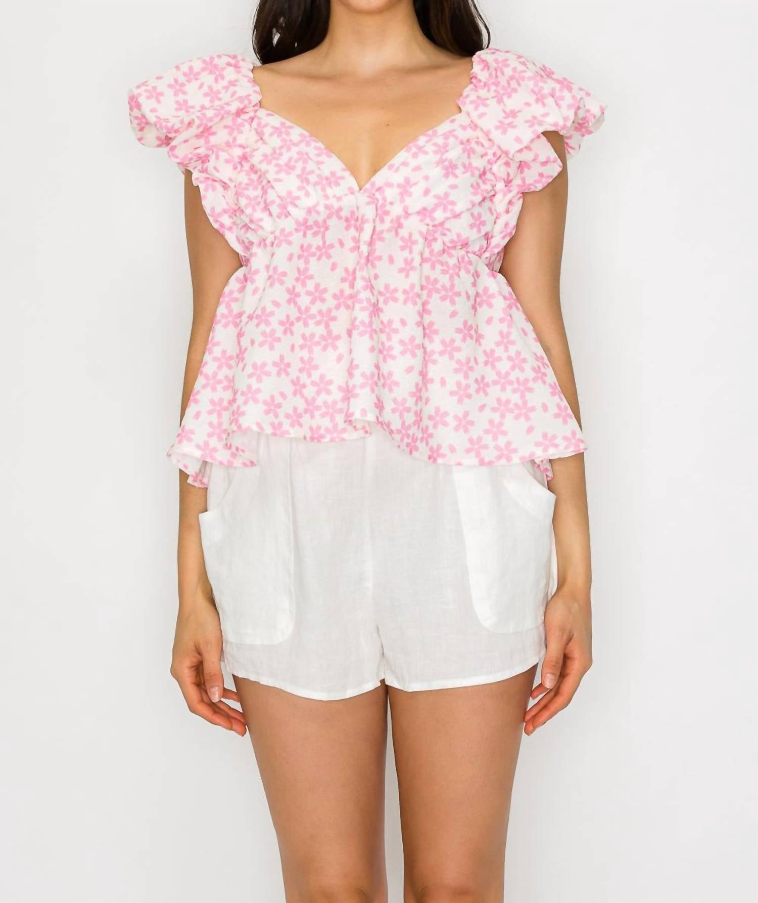 Meet Me In Santorini - Petal Splash Top And Short Set