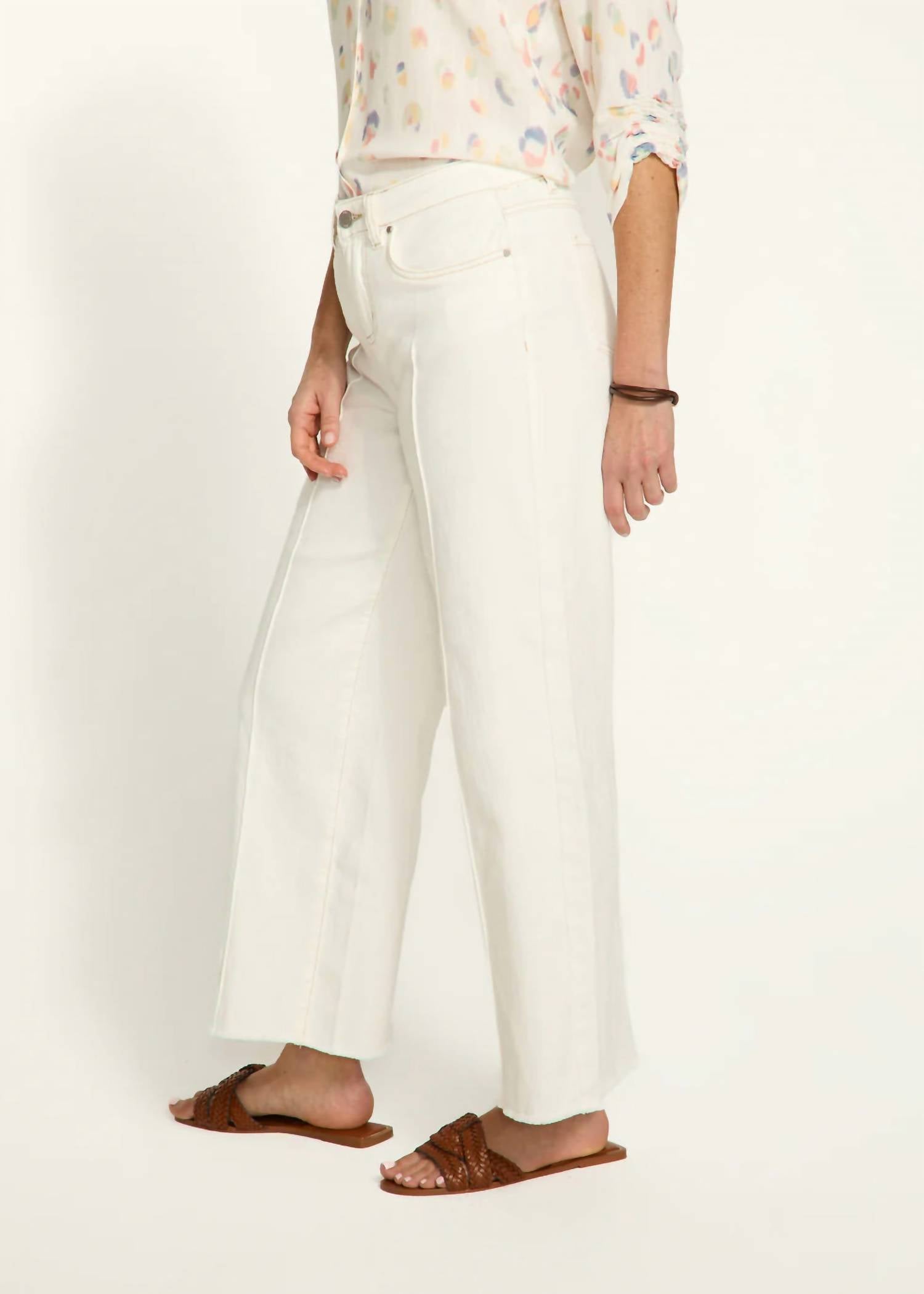 Fdj - Olivia Pintuck Wide Leg Denim Pants