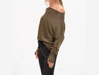 SIX/FIFTY Anywhere Off Shoulder Top in gold lurex - women's sweater - alternate view
