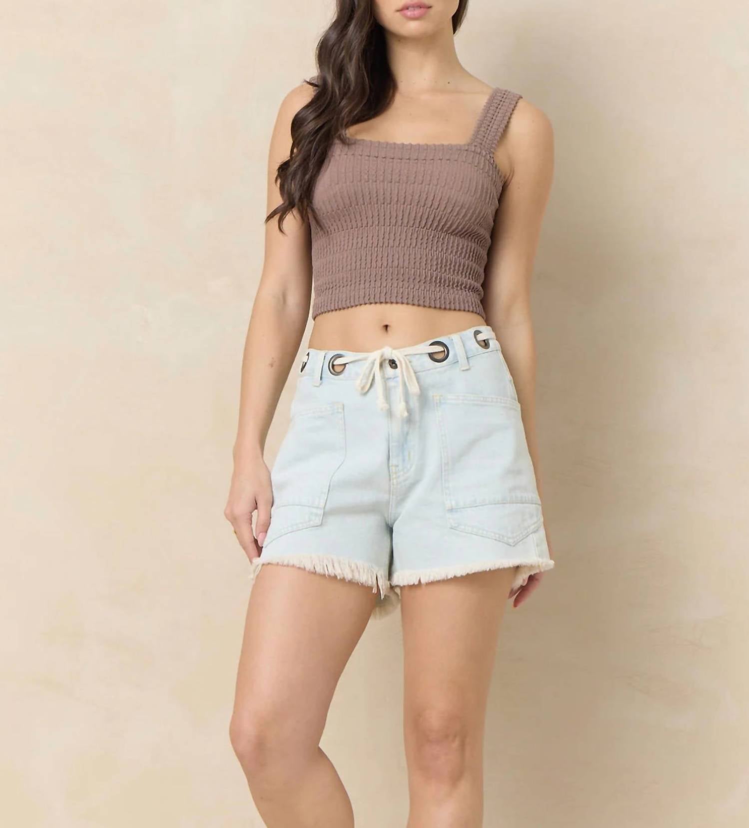 Vintage Havana - Denim Shorts With Grommets