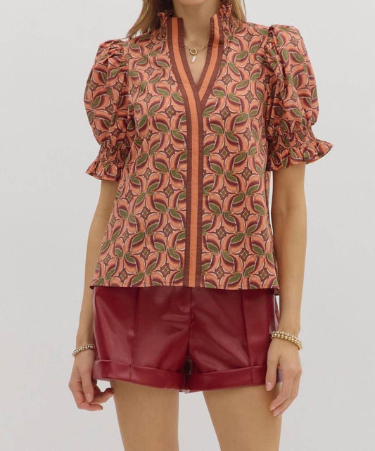 Entro - Ivy Abstract Print Top