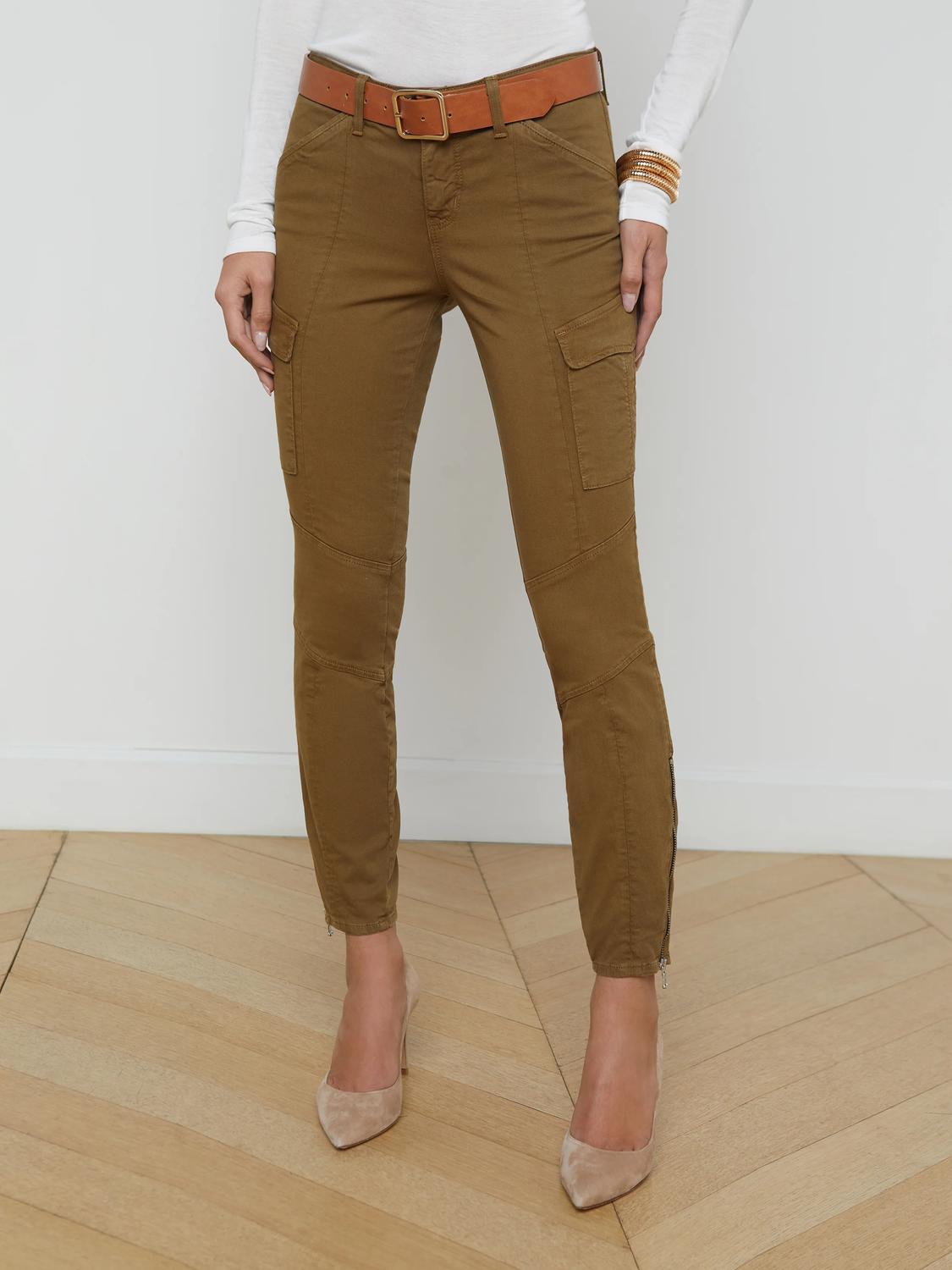 L'Agence Patton Cargo Skinny Pant in brown olive - women's pants