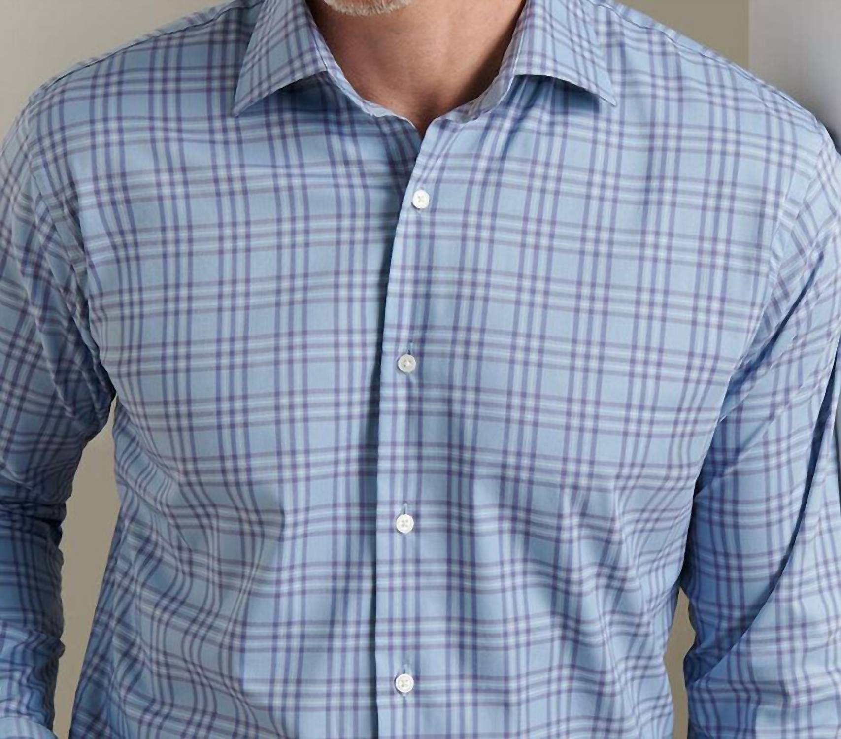 PETER MILLAR Brevard Sport Shirt in ruddy blue - men's shirt - detail view