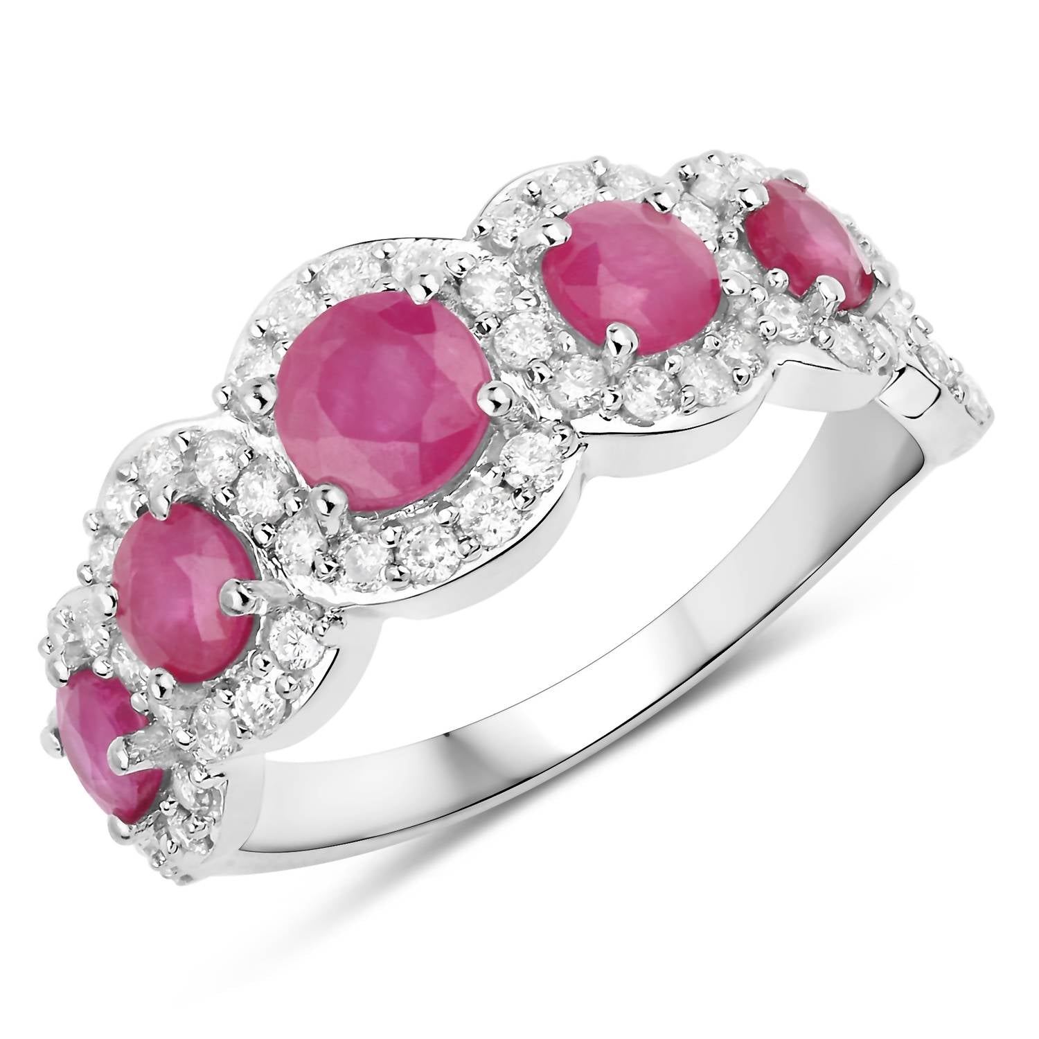 Diana M Jewels Women's Round Natural Ruby Fashion Ring (1.99 Ct) - Classic in 14k white gold - women's jewelry - alternate view