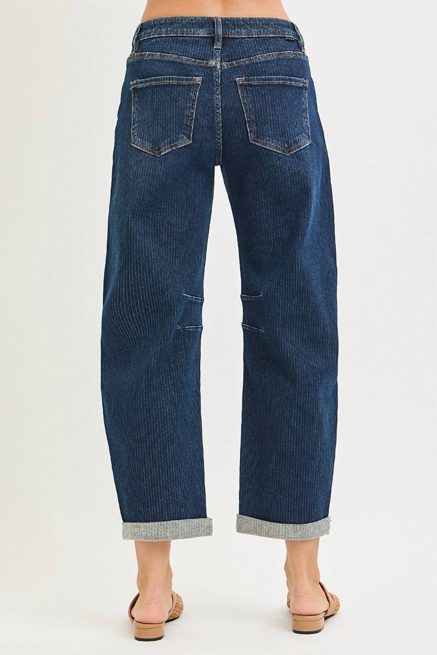 RISEN Slouch & Stitch Barrel Jeans in dark wash - women's jeans - alternate view