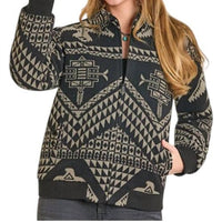 Panhandle Aztec Bomber Jacket in black - women's jacket