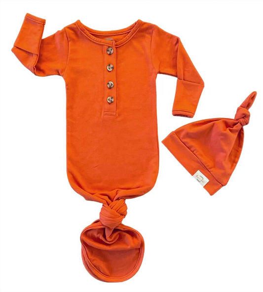 Fawn & Foster - Baby Organic Knotted Gown + Top Knot Hat Sleep Sack