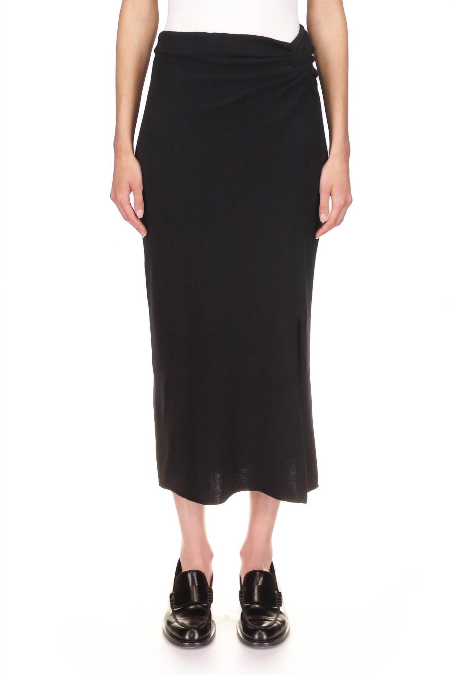 Marina Moscone - Wool Twisted Slit Skirt