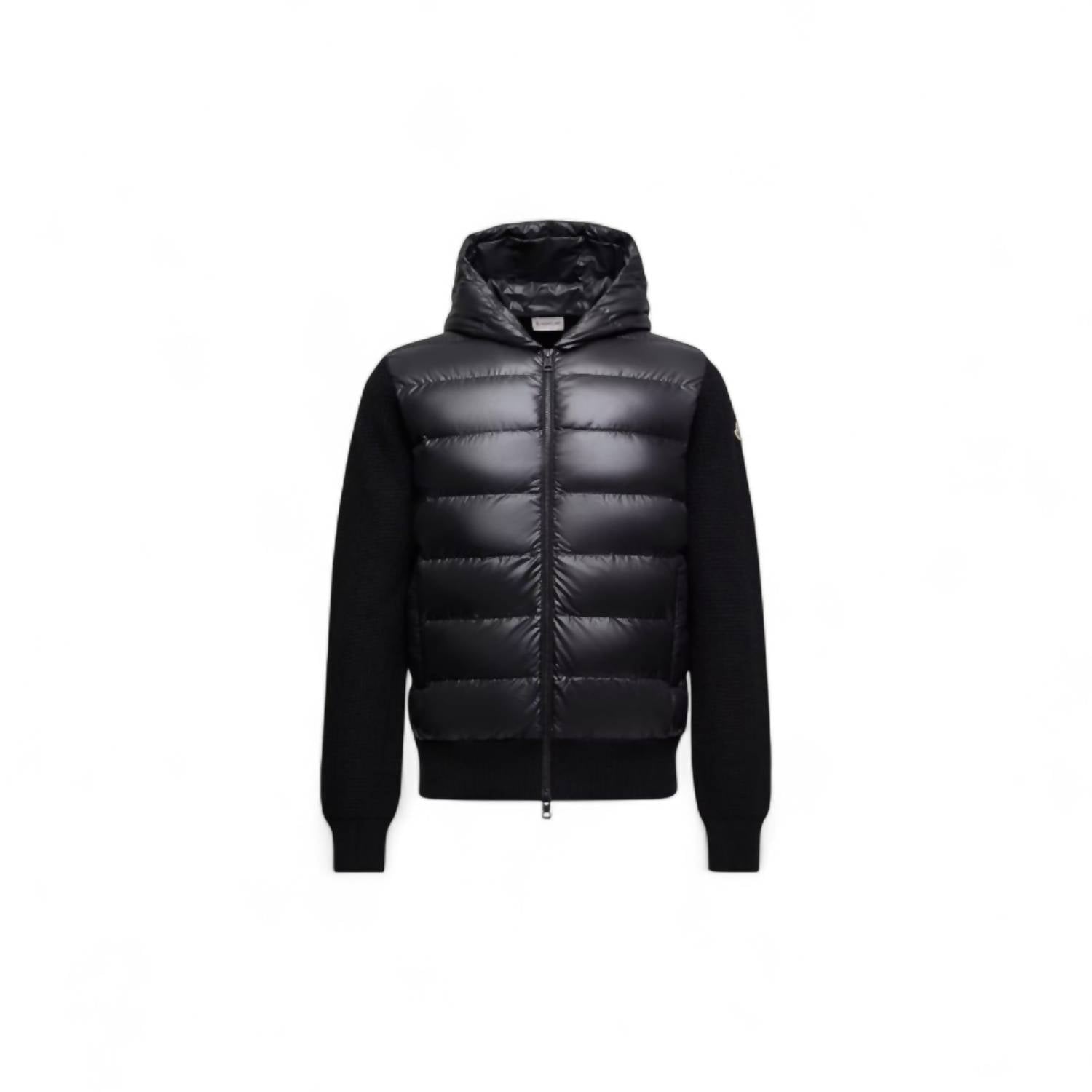 Moncler Padded Wool Zip-Up Hoodie in black - men's jacket - view 5