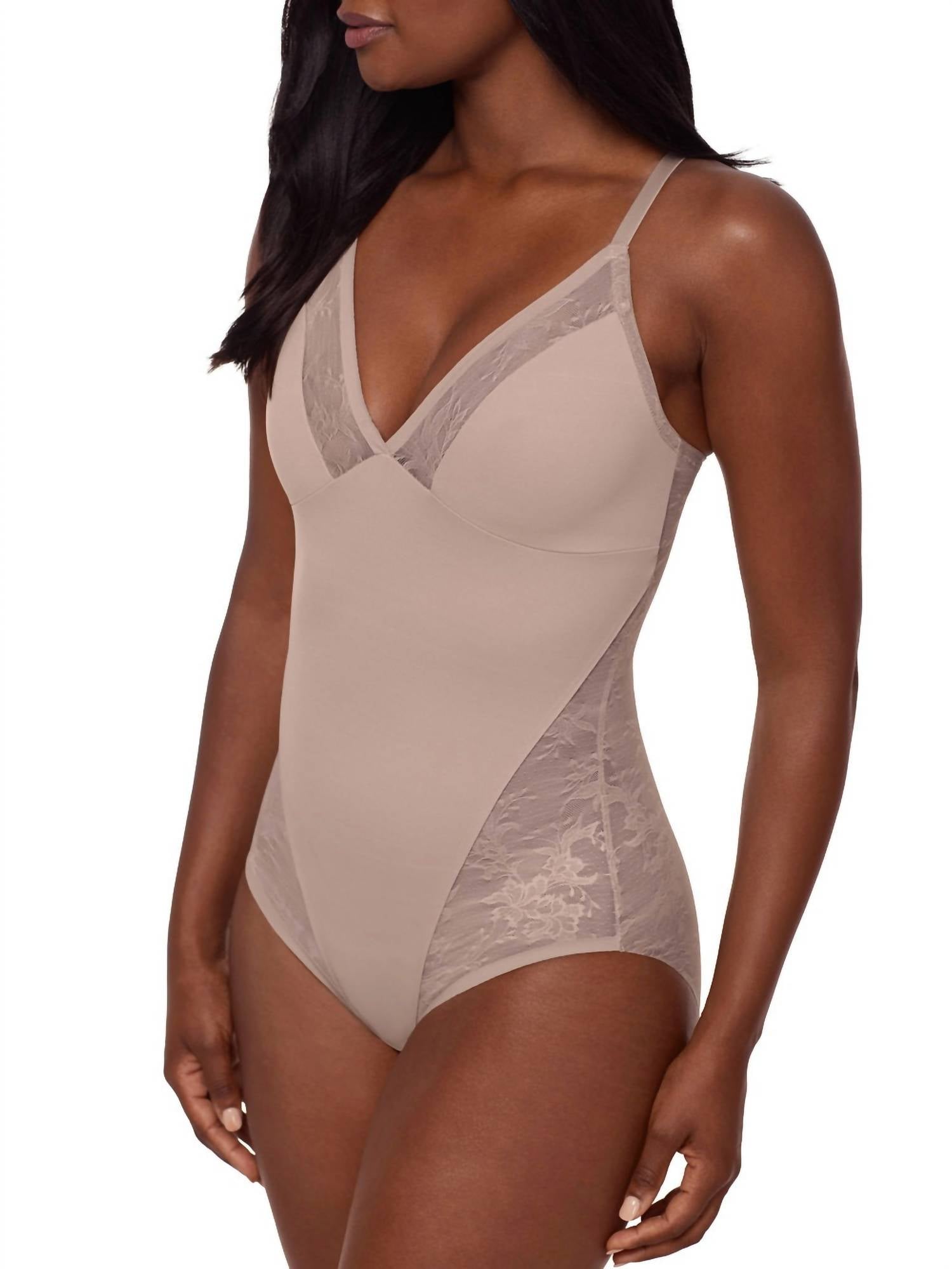 Miraclesuit Modern Romance Shaping Bodysuit in stucco - women's shirt - detail view
