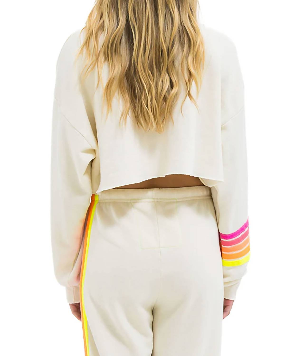 Aviator Nation - Rugby Stitch Relaxed Crop Crew Sweatshirt