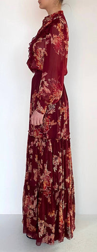 HEMANT & NANDITA Niya Smocked Top in maroon - women's long sleeve top - detail view