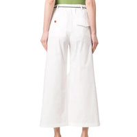 ALYSI Women's Wide Pleat Trousers in white - women's pants - detail view