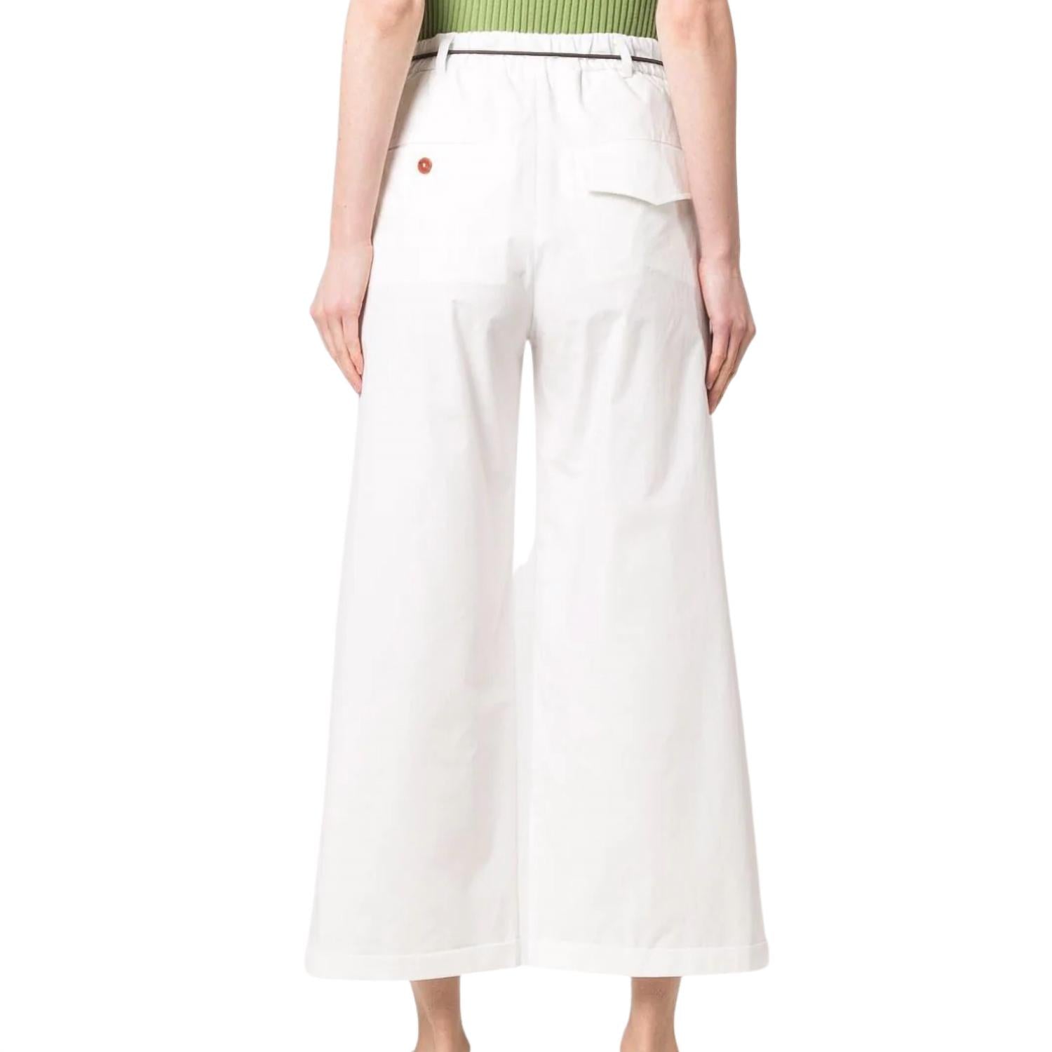 ALYSI Women's Wide Pleat Trousers in white - women's pants - detail view