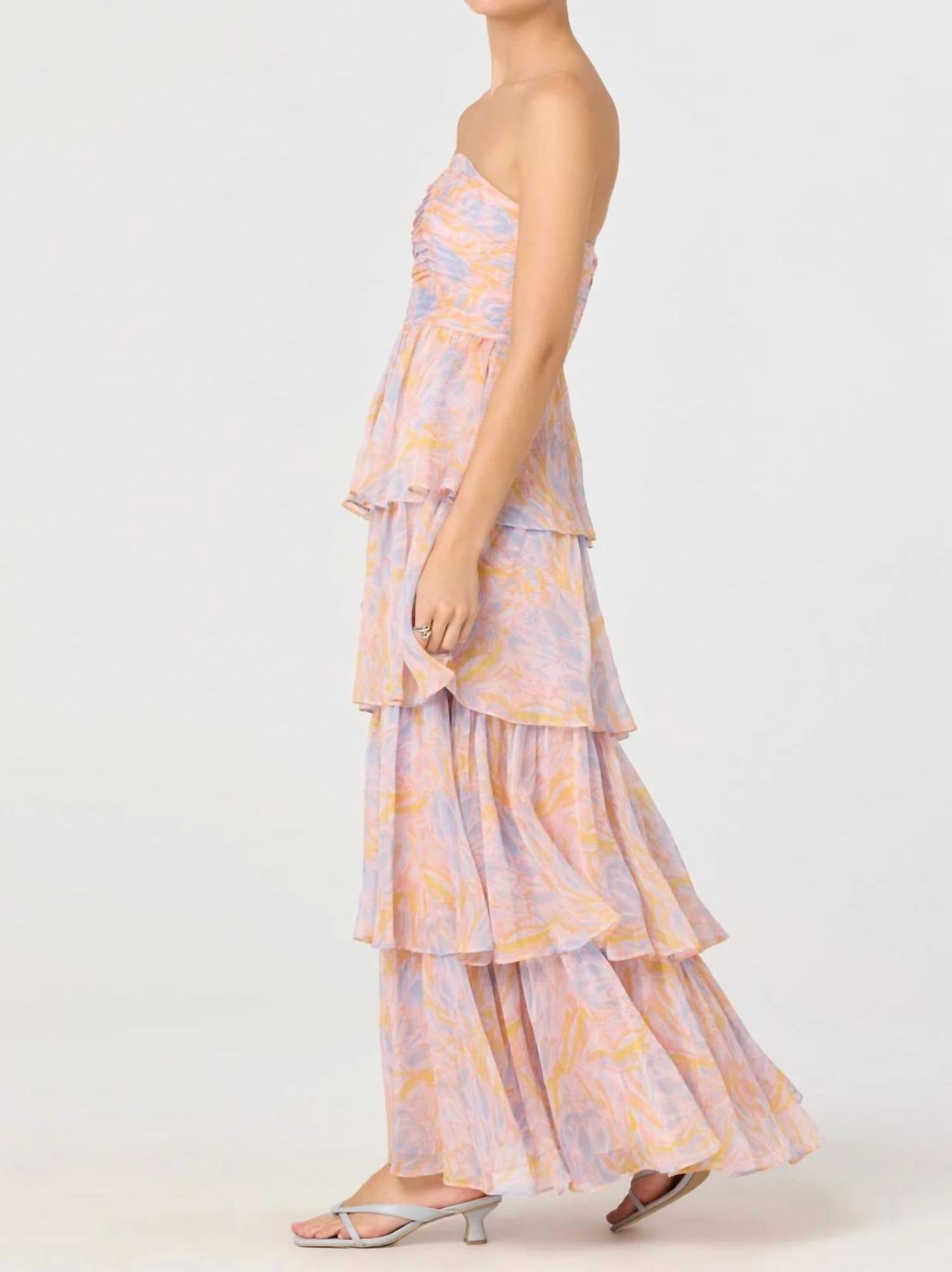 Astr - ANISHA STRAPLESS FLORAL RUFFLE MAXI DRESS