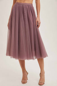BluIvy Tulle Midi Skirt in mauve - women's skirt
