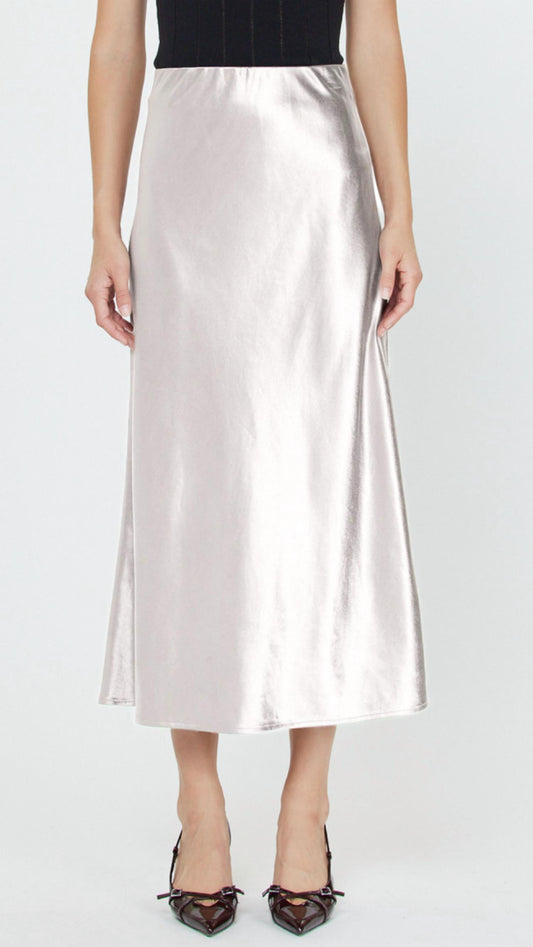 Current Air - Metallic Silk Midi Skirt